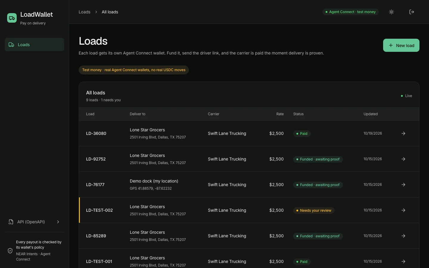 LoadWallet loads
